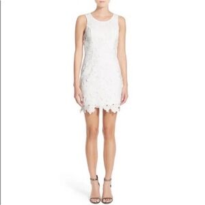 White Floral Appliqué Mini Dress